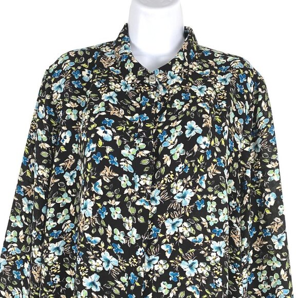 J. Jill Double Layer Shirt Women's XL Floral Long‎ Sleeve Multicolored Flawed - Picture 3 of 13